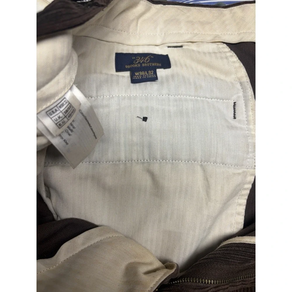 Vintage Brooks Brothers Pants Mens 38x32 Brown Corduroy Pleated Cuffed Y2K